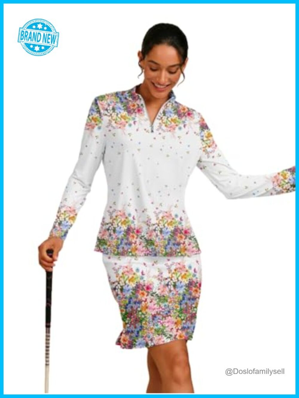 Womens Golf Polo Shirt Long Sleeve Quarter Zip Pullover Ruffled Hem Athletic Top